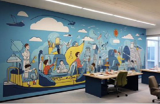 普安办公室墙绘的特点。