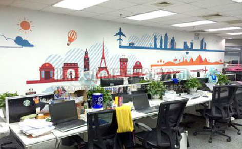 普安教你设计办公室墙绘的方法。